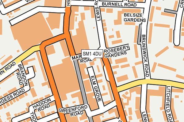 SM1 4DU map - OS OpenMap – Local (Ordnance Survey)