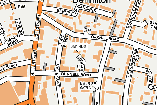 SM1 4DX map - OS OpenMap – Local (Ordnance Survey)