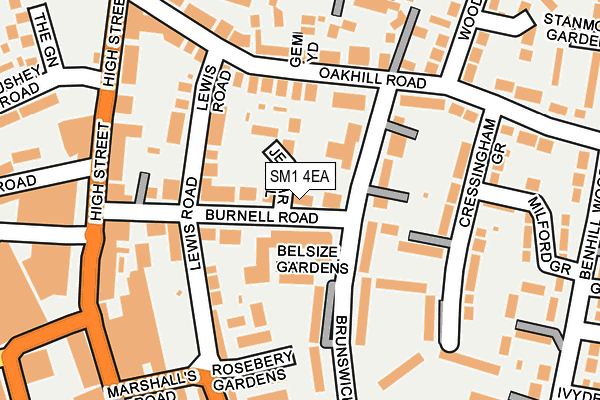 SM1 4EA map - OS OpenMap – Local (Ordnance Survey)