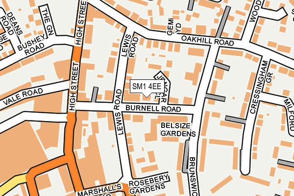 SM1 4EE map - OS OpenMap – Local (Ordnance Survey)