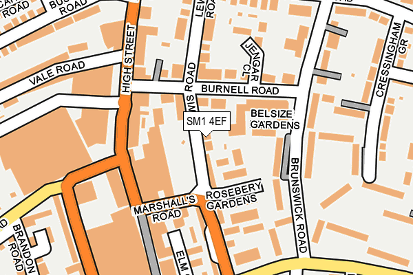 SM1 4EF map - OS OpenMap – Local (Ordnance Survey)