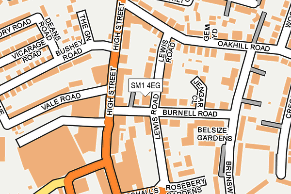 SM1 4EG map - OS OpenMap – Local (Ordnance Survey)