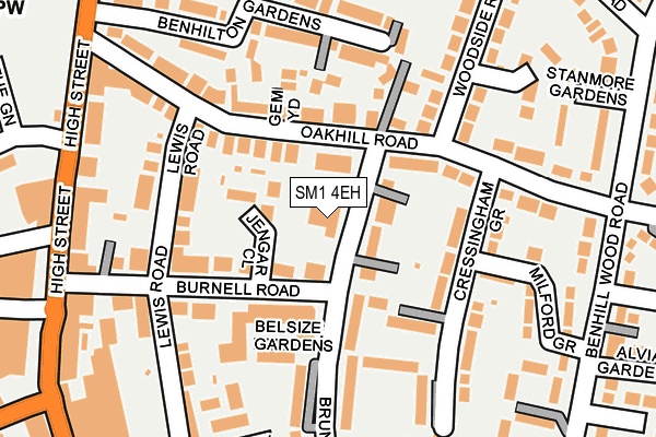 SM1 4EH map - OS OpenMap – Local (Ordnance Survey)