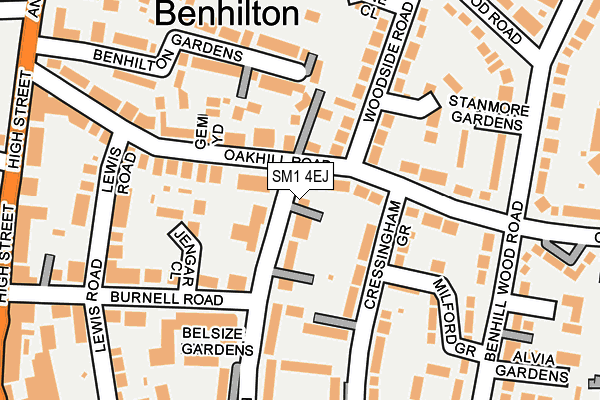 SM1 4EJ map - OS OpenMap – Local (Ordnance Survey)