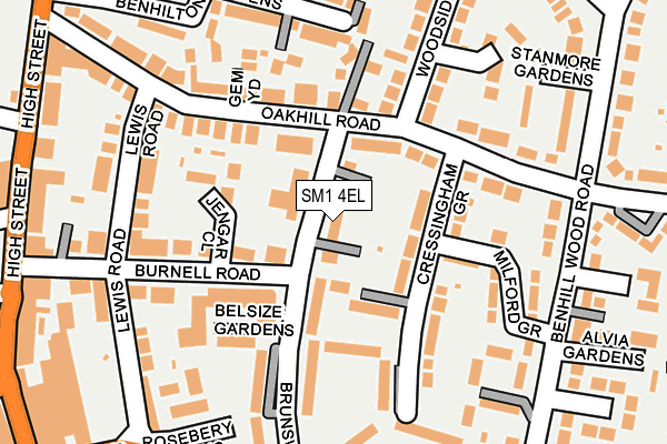 SM1 4EL map - OS OpenMap – Local (Ordnance Survey)