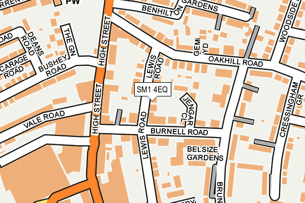 SM1 4EQ map - OS OpenMap – Local (Ordnance Survey)