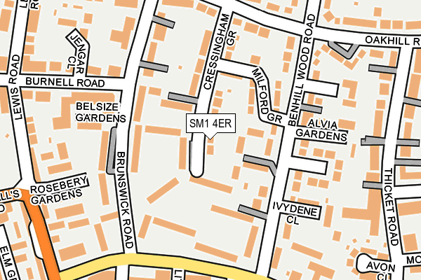 SM1 4ER map - OS OpenMap – Local (Ordnance Survey)