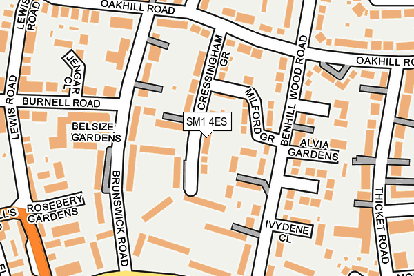 SM1 4ES map - OS OpenMap – Local (Ordnance Survey)