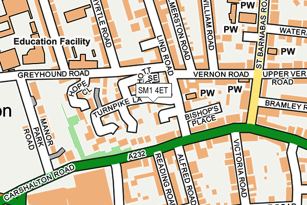 SM1 4ET map - OS OpenMap – Local (Ordnance Survey)