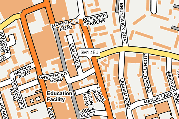 SM1 4EU map - OS OpenMap – Local (Ordnance Survey)