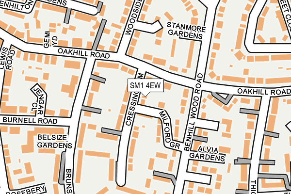 SM1 4EW map - OS OpenMap – Local (Ordnance Survey)