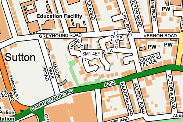 SM1 4EY map - OS OpenMap – Local (Ordnance Survey)