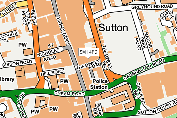 SM1 4FD map - OS OpenMap – Local (Ordnance Survey)