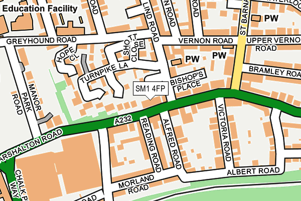 SM1 4FP map - OS OpenMap – Local (Ordnance Survey)