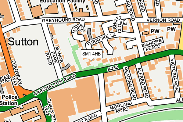 SM1 4HB map - OS OpenMap – Local (Ordnance Survey)