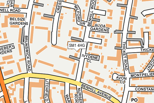 SM1 4HG map - OS OpenMap – Local (Ordnance Survey)