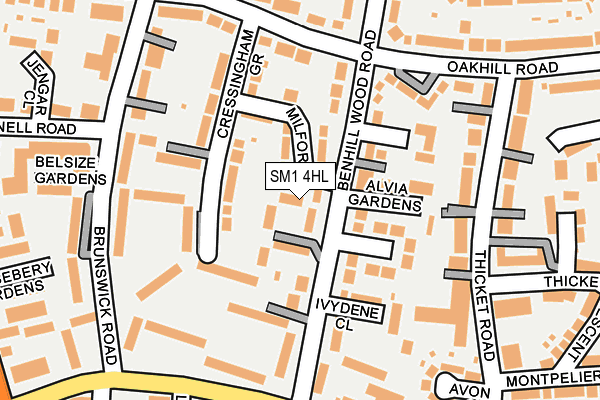 SM1 4HL map - OS OpenMap – Local (Ordnance Survey)