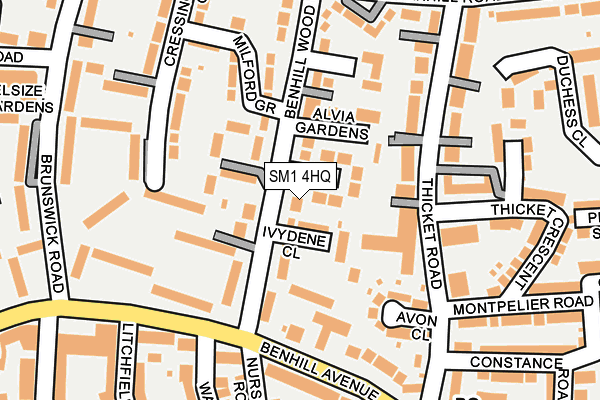 SM1 4HQ map - OS OpenMap – Local (Ordnance Survey)