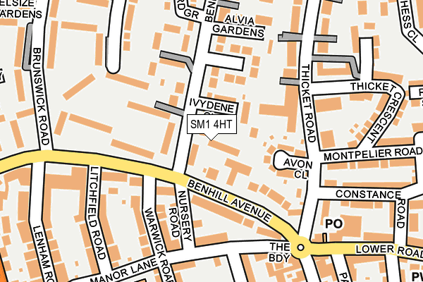 SM1 4HT map - OS OpenMap – Local (Ordnance Survey)