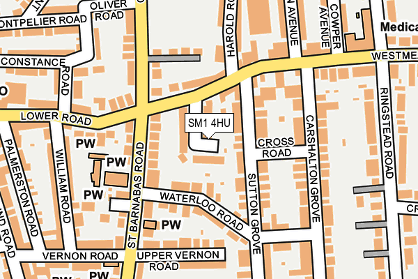 SM1 4HU map - OS OpenMap – Local (Ordnance Survey)