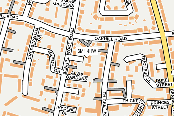 SM1 4HW map - OS OpenMap – Local (Ordnance Survey)