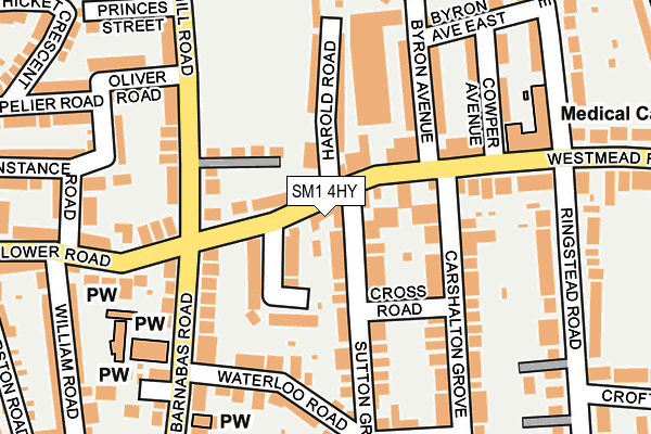 SM1 4HY map - OS OpenMap – Local (Ordnance Survey)