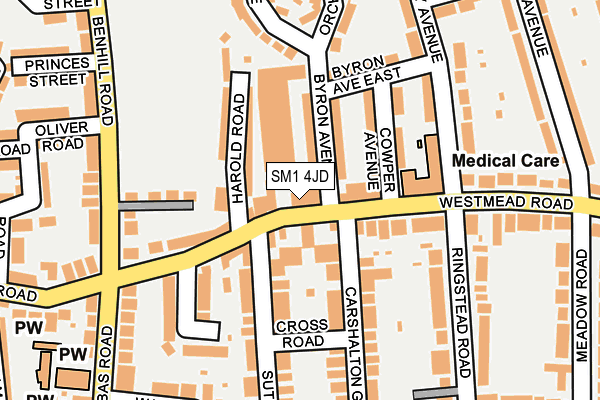 SM1 4JD map - OS OpenMap – Local (Ordnance Survey)