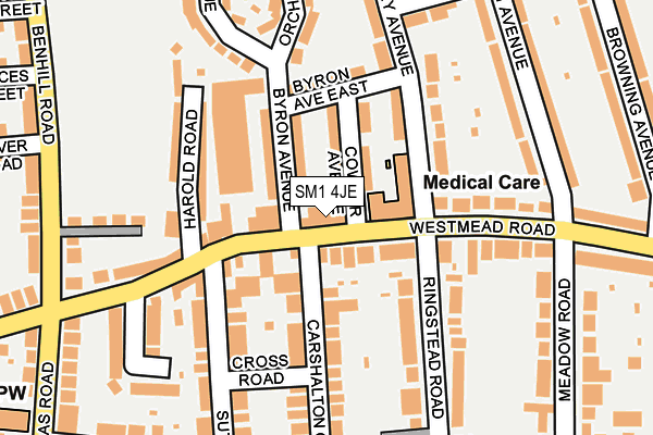 SM1 4JE map - OS OpenMap – Local (Ordnance Survey)