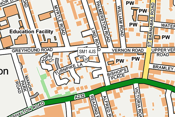 SM1 4JS map - OS OpenMap – Local (Ordnance Survey)