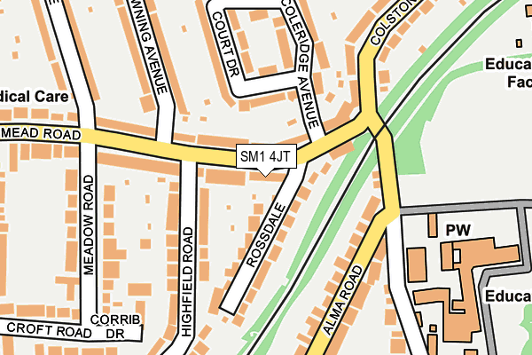 SM1 4JT map - OS OpenMap – Local (Ordnance Survey)