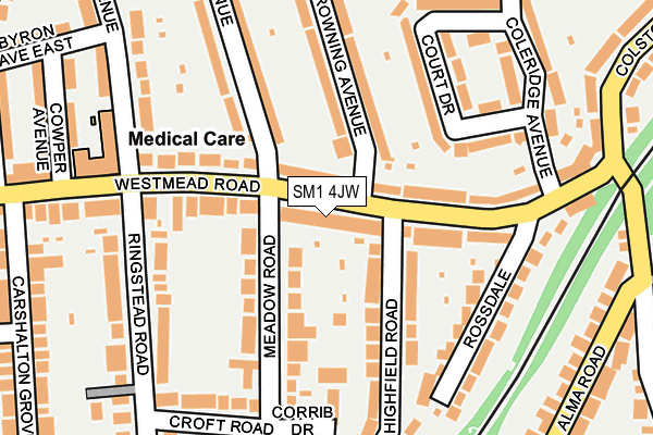 SM1 4JW map - OS OpenMap – Local (Ordnance Survey)