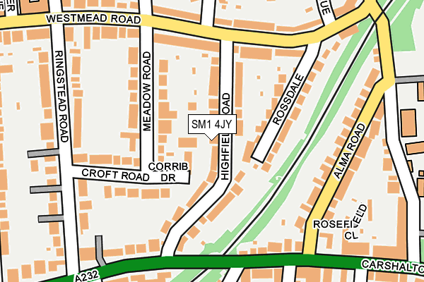 SM1 4JY map - OS OpenMap – Local (Ordnance Survey)