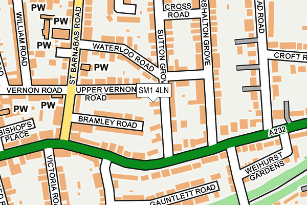 SM1 4LN map - OS OpenMap – Local (Ordnance Survey)