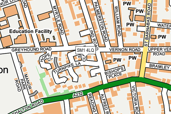 SM1 4LQ map - OS OpenMap – Local (Ordnance Survey)