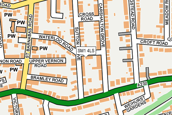 SM1 4LS map - OS OpenMap – Local (Ordnance Survey)