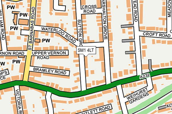 SM1 4LT map - OS OpenMap – Local (Ordnance Survey)