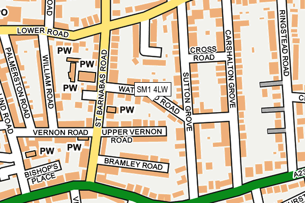 SM1 4LW map - OS OpenMap – Local (Ordnance Survey)