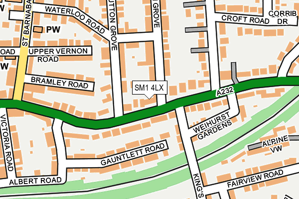 SM1 4LX map - OS OpenMap – Local (Ordnance Survey)