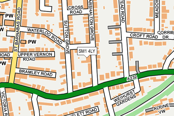 SM1 4LY map - OS OpenMap – Local (Ordnance Survey)