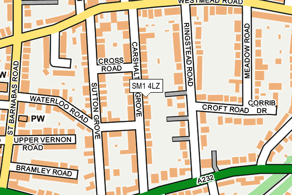 SM1 4LZ map - OS OpenMap – Local (Ordnance Survey)