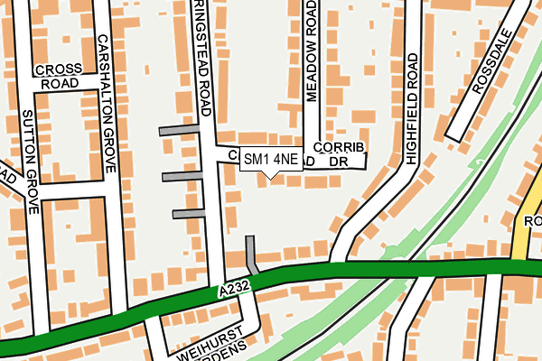 SM1 4NE map - OS OpenMap – Local (Ordnance Survey)