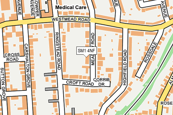 SM1 4NF map - OS OpenMap – Local (Ordnance Survey)