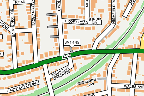 SM1 4NG map - OS OpenMap – Local (Ordnance Survey)