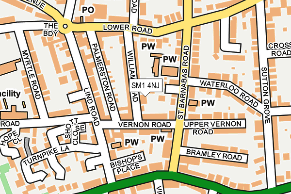 SM1 4NJ map - OS OpenMap – Local (Ordnance Survey)