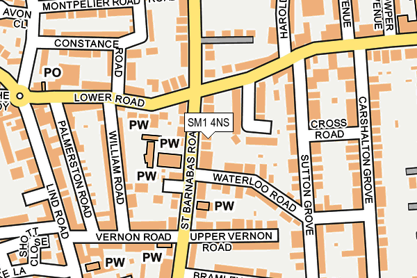 SM1 4NS map - OS OpenMap – Local (Ordnance Survey)