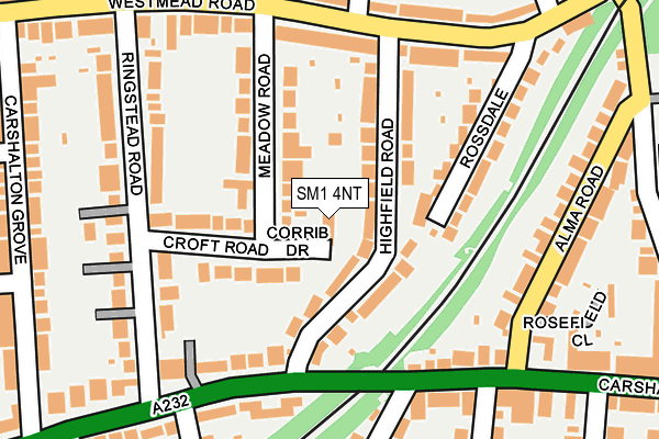 SM1 4NT map - OS OpenMap – Local (Ordnance Survey)