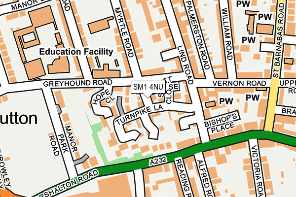 SM1 4NU map - OS OpenMap – Local (Ordnance Survey)