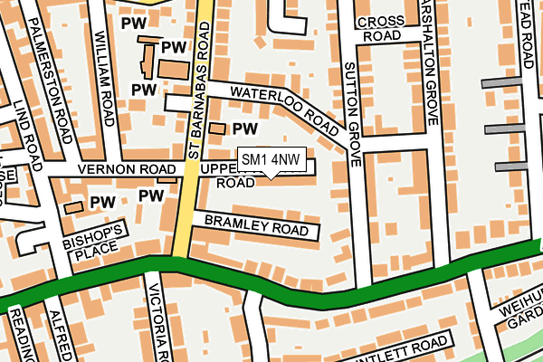 SM1 4NW map - OS OpenMap – Local (Ordnance Survey)