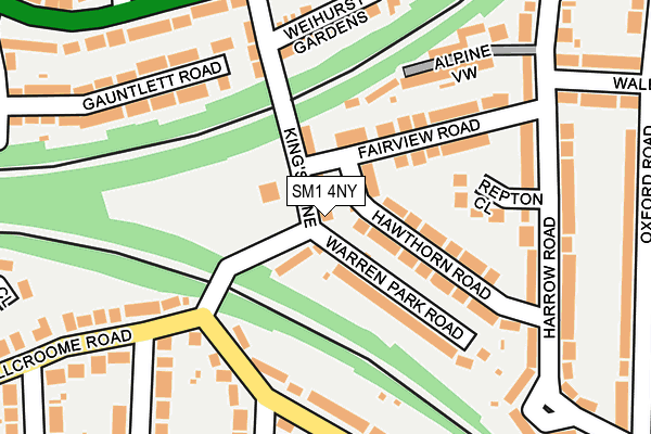 SM1 4NY map - OS OpenMap – Local (Ordnance Survey)