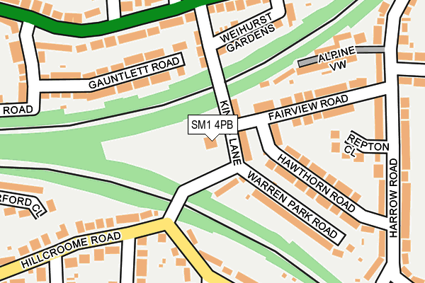 SM1 4PB map - OS OpenMap – Local (Ordnance Survey)